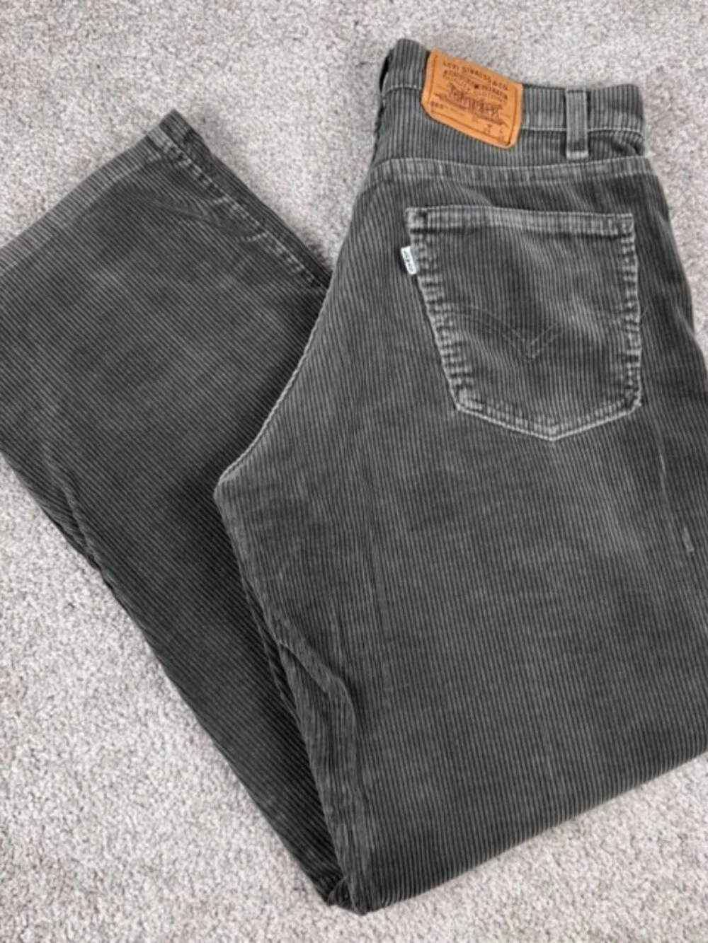 Vintage Levis 565 Student Wide Leg Corduroy Pant Gray 29x30 Made in USA 1997